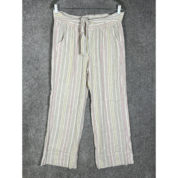 Jolt Linen Rayon‎ Pull On Wide Leg Pants Womens Size Large Pockets Front Tie - Picture 1 of 9
